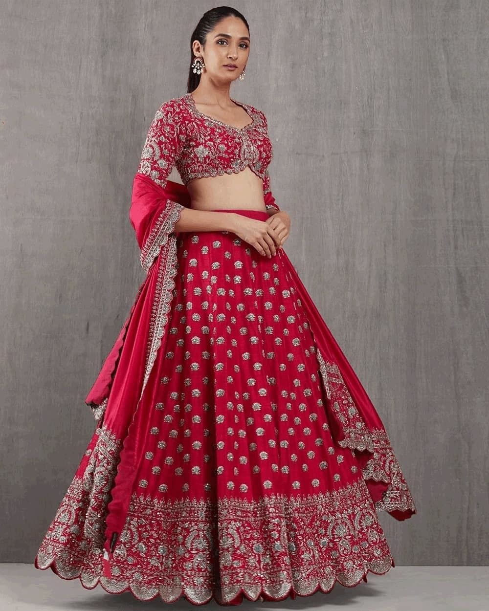 Photo of Beautiful red bridal lehenga with silver work