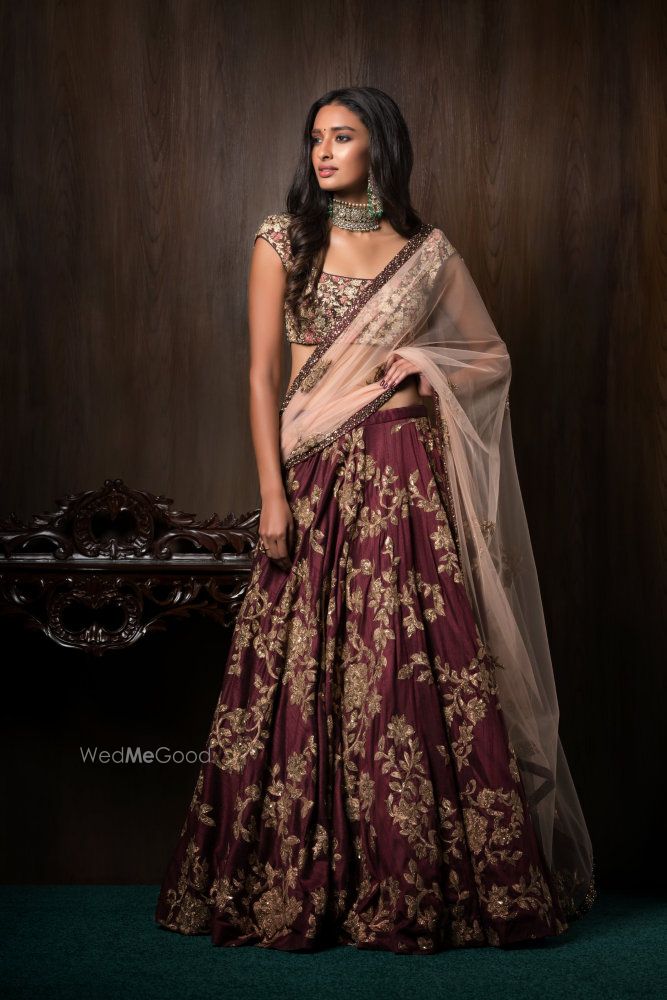 Photo of Wine color bridal lehenga