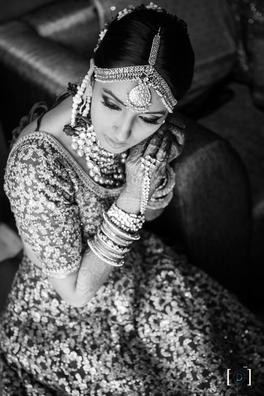 Photo of Black and White Bridal Getting Ready Portrait