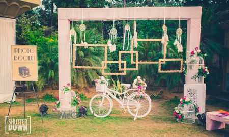 Photo of Photobooth backdrop for morning wedding