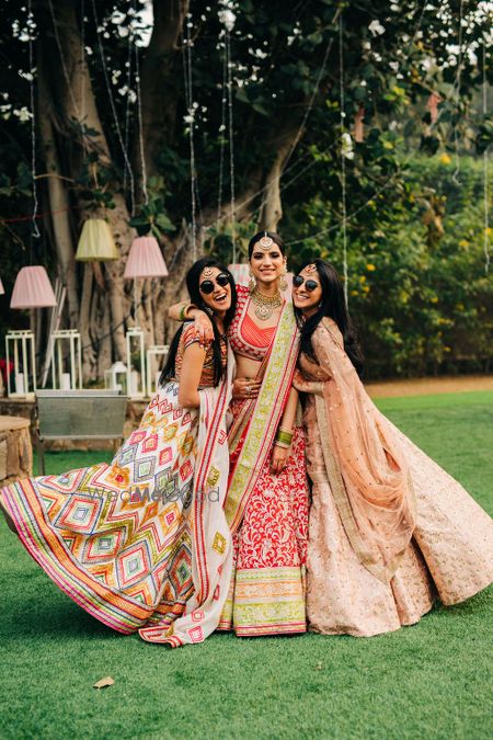 Photo of cute bride and bridesmaids shot