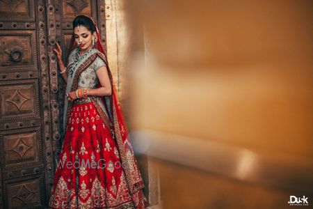 Red Bridal Lehenga Photo Anju modi lehenga