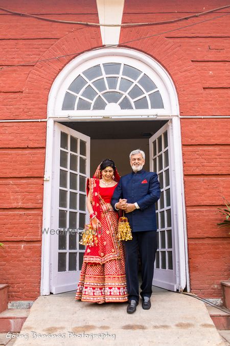 Photo of red and white lehenga