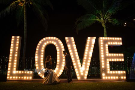 Photo of Giant love prop for sangeet or cocktail