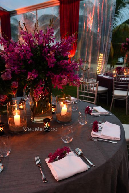 Photo of purple centerpieces