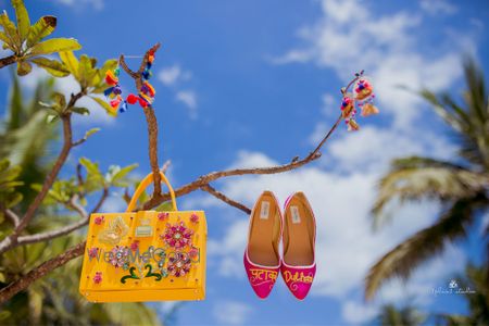 Photo of Customised bridal shoes and bag for mehendi