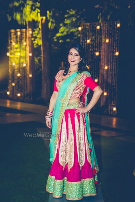 Photo of hot pink and mint lehenga