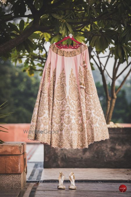 Photo of Getting ready shot ideas lehenga on hanger and shoes