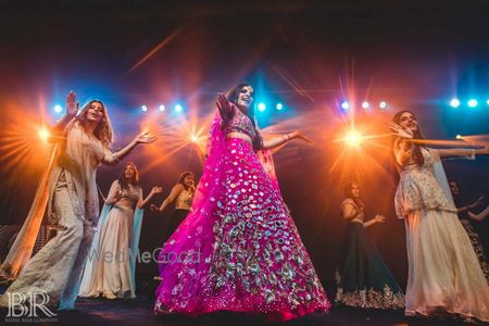 Photo of Sangeet dance with dancing bridesmaids