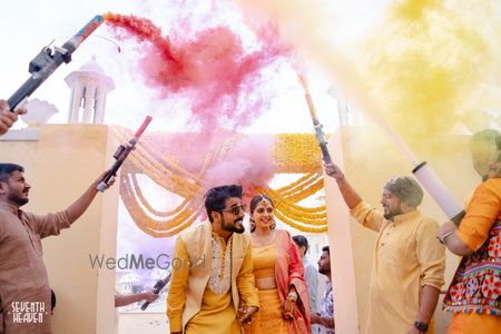 Photo of couple entry with smoke sticks