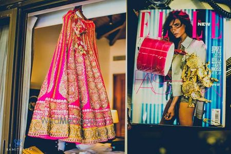 Photo of hot pink sabyasachi lehenga