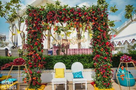 Photo of Personalised mehendi decor idea with couple seat