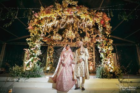 Photo of unique mandap decor idea with led lights