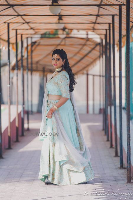 Photo of pale blue lehenga