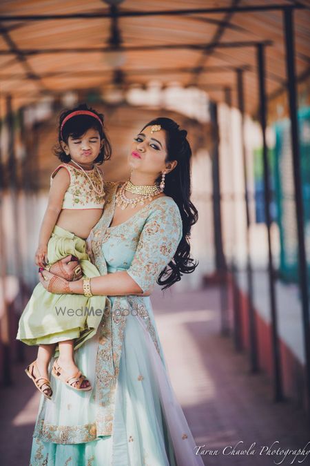 Photo of pale blue lehenga