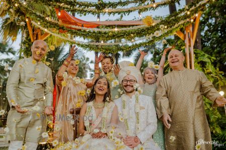 Photo of Happy bride and groom shot