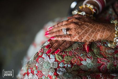 Photo of Bridal hands with engagement ring