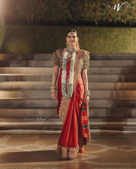 Photo of Natasa Hindu wedding bridal saree look