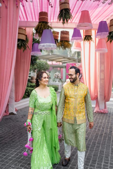 Photo of Modern mehndi outfits for bride & groom