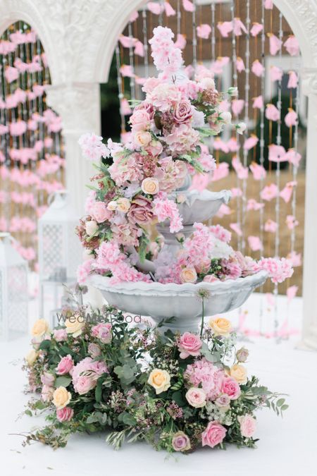 Photo of floral fountain on stage