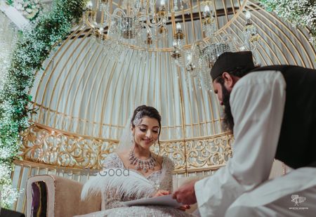 Photo of wedding day bridal portrait on her nikah