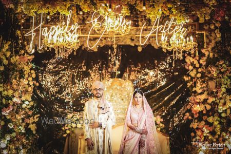 Photo of editorial style shot with unique floral mandap