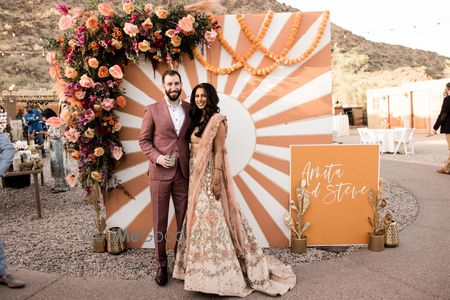 Photo of mehendi decor idea simple photobooth for home wedding