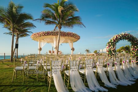 Photo of Dreamy open air wedding decor idea with mandap and chairs