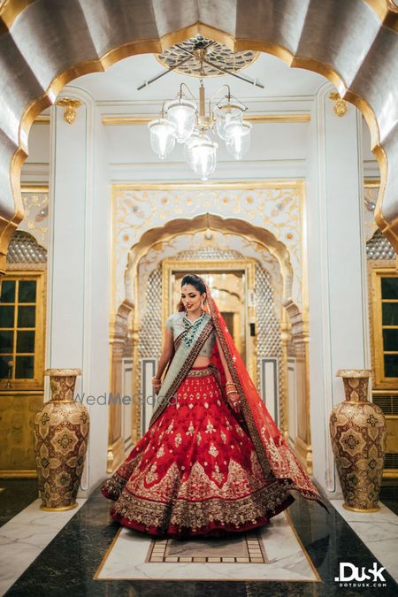 Red Bridal Lehenga Photo cherry red lehenga