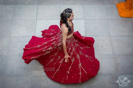 Photo of Maroon indo western lehenga for mehendi