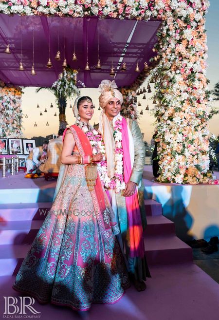 Photo of Bright and happy couple shot matching outfits