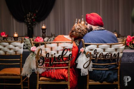 Photo of bride and groom chair idea for the reception