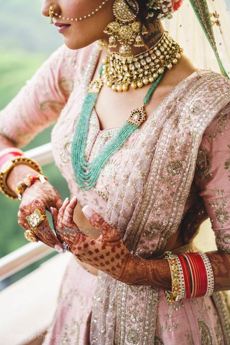 Photo of Bridal close up bead necklace