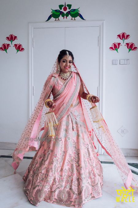 Photo of Pink and grey wedding lehenga