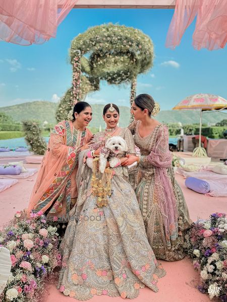 Photo of bride with her mom and sister