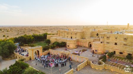 Photo of fort or palace wedding venue drone shot