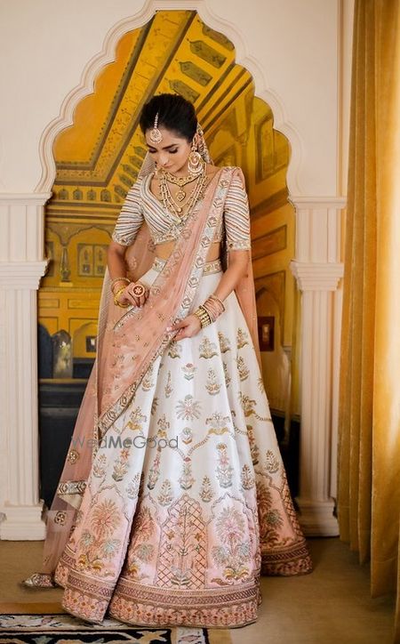 Photo of Customised simple bridal lehenga in ivory