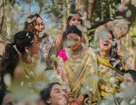 Photo of Cute Athiya Shetty's Bridal Portrait with Bridesmaids