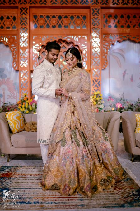 Photo of Bride in a unique lehenga colour