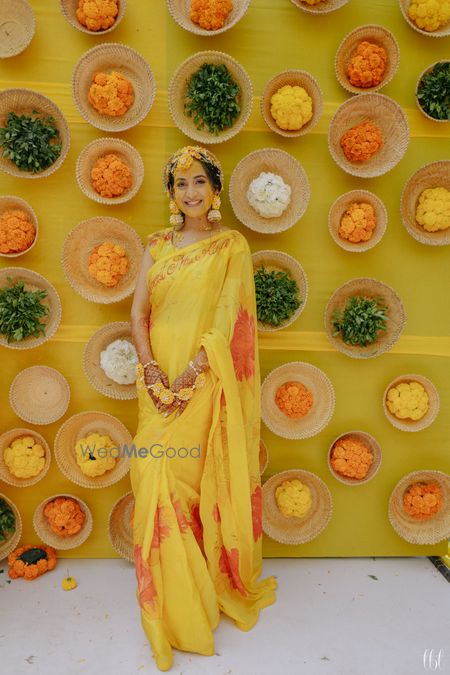 Photo of happy haldi wall decor idea for a stage or photobooth