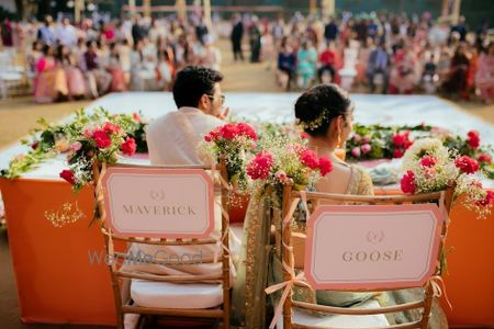 Photo of Cute personalised decor idea with bride and groom chairs