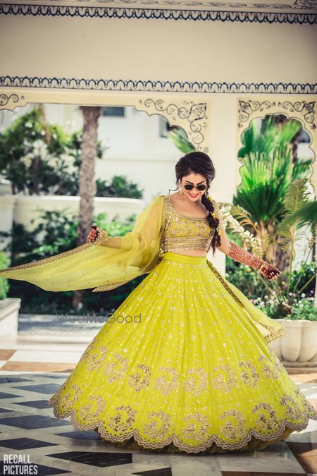 Photo of Lime green mehendi lehenga by anushree reddy