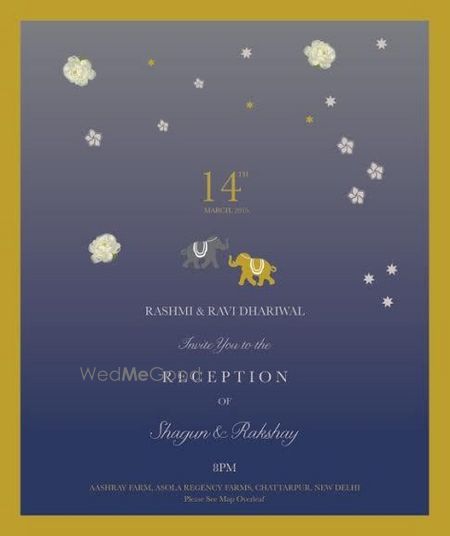 Photo of blue grey invitations with elephant motif