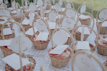 Photo of flower toss baskets for wedding guests