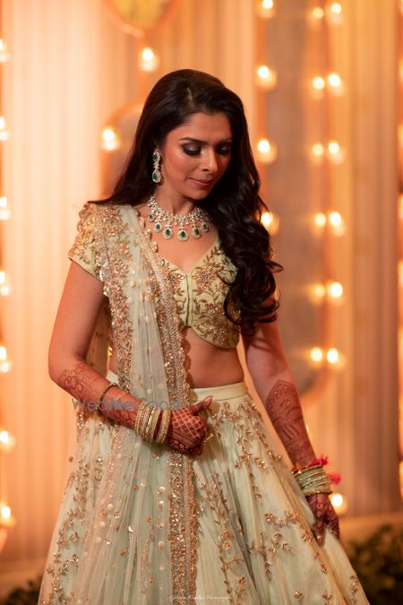 Photo of Sangeet bridal look in light green lehenga