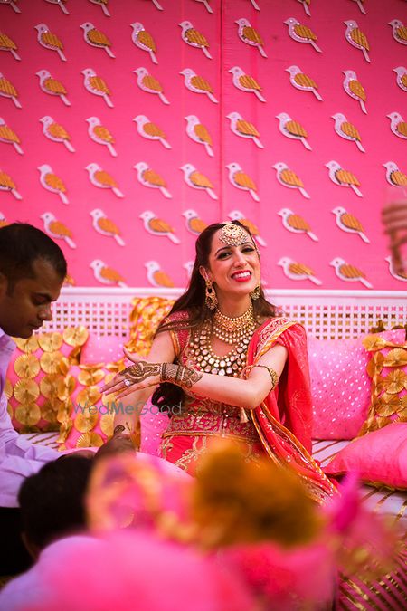 Photo of pink and gold mehendi