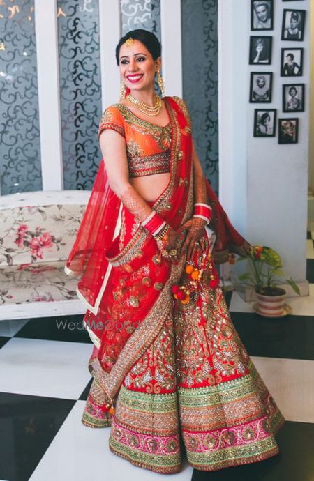 Photo of red bridal lehenga