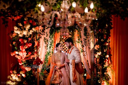 Photo of romantic couple shot amidst decor