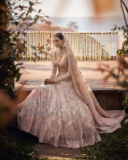 Photo of Athiya Shetty in Beautiful Custom Made Old Rose Lehenga