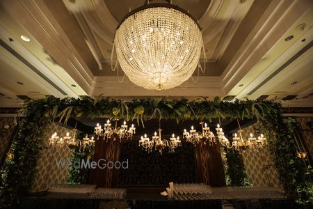 Photo of grand bar setup decoration with chandelier